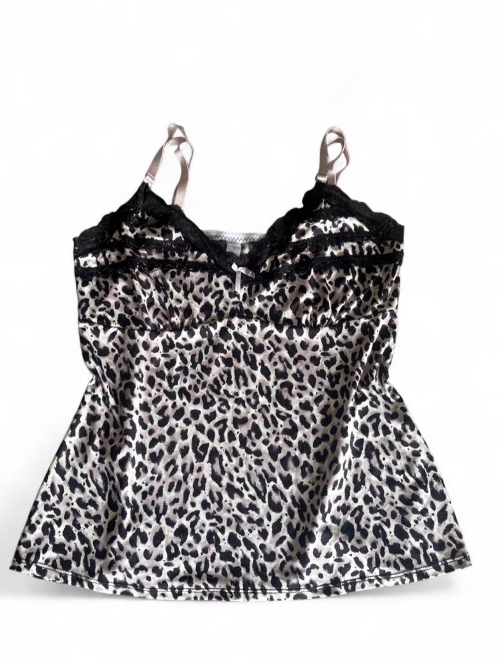 Y2K Marilyn Monroe Leopard Print Satin Cami with Black Lace Trim